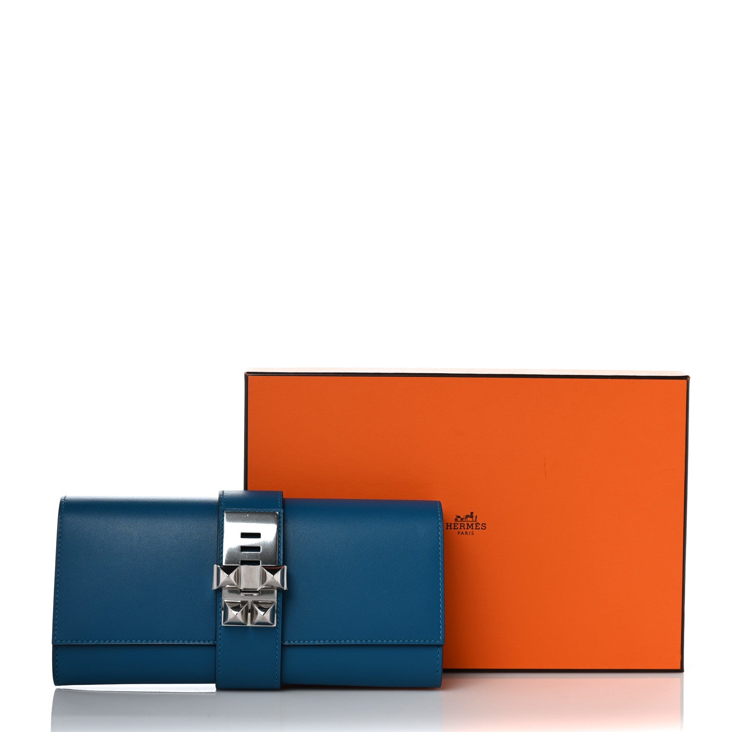 Hermes Tadelakt Medor 23 Clutch Bleu Izmir 9 of 9