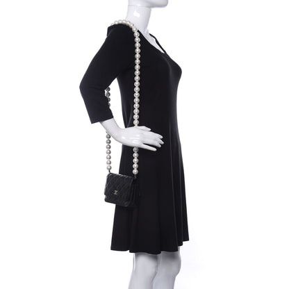 Chanel Calfskin Quilted Mini Maxi Pearls Wallet On Chain WOC Black 2 of 10