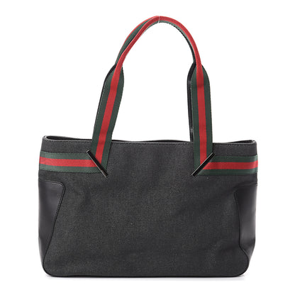 Gucci Denim Calfskin Web Tote Black 1 of 7
