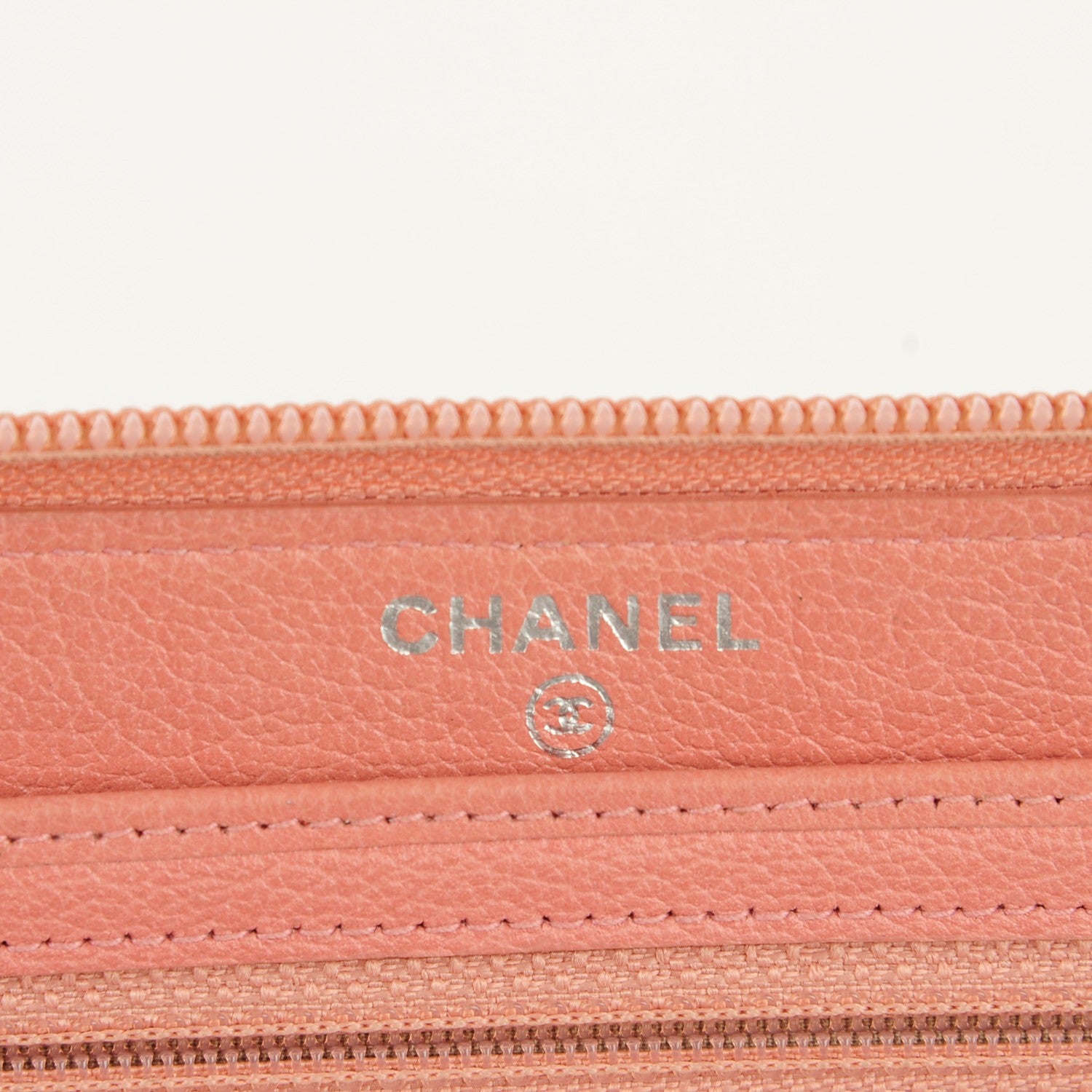 Chanel Goatskin Camellia Embossed Zip Around Organizer Wallet Pink 5 of 8