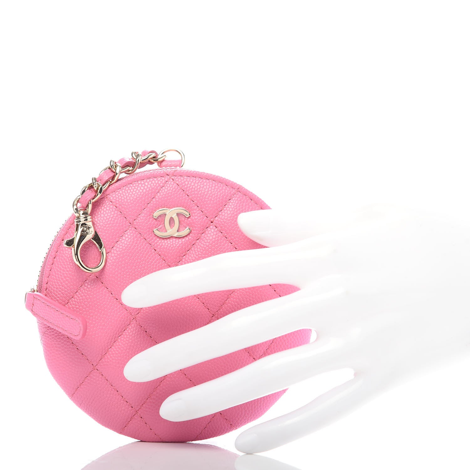 Chanel Caviar Quilted Round Clip On Coin Purse Pink 2 of 8