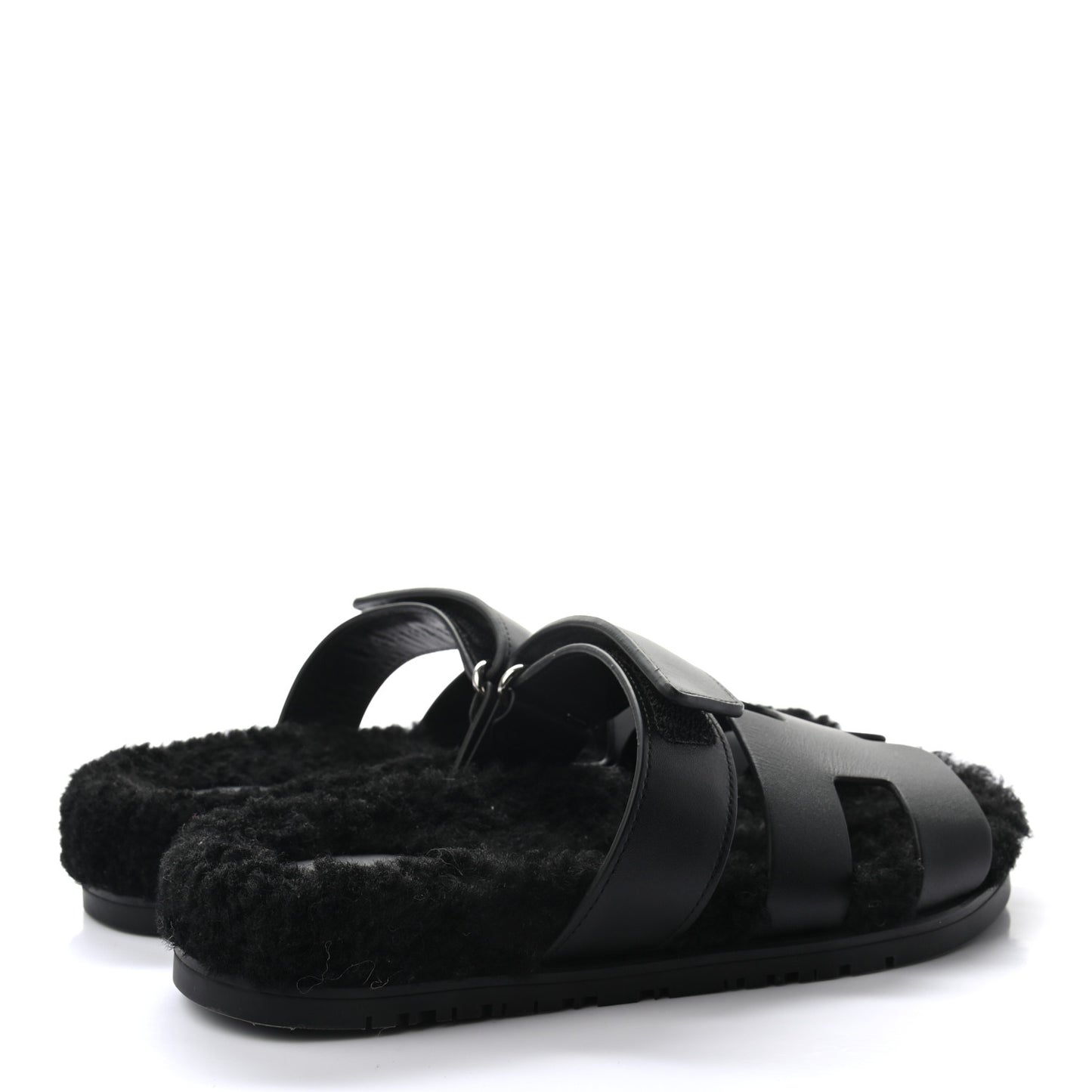 Calfskin Woolskin Womens Chypre Sandals 37 Black