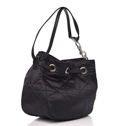 Christian Dior Satin Crystal Cannage Drawstring Bag Black 3 of 14