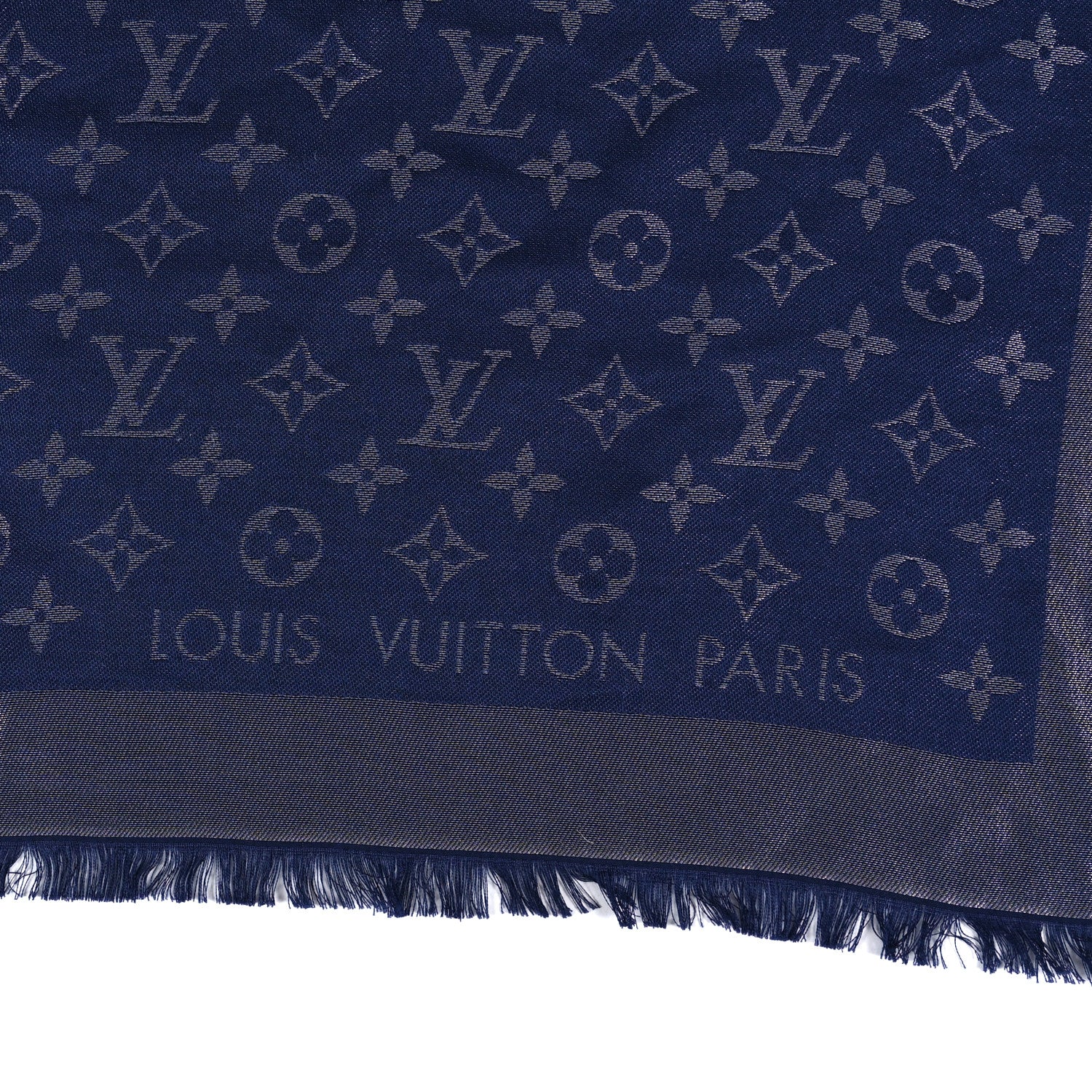 Louis Vuitton Wool Silk Monogram Denim Shawl Bleu Nuit 3 of 4