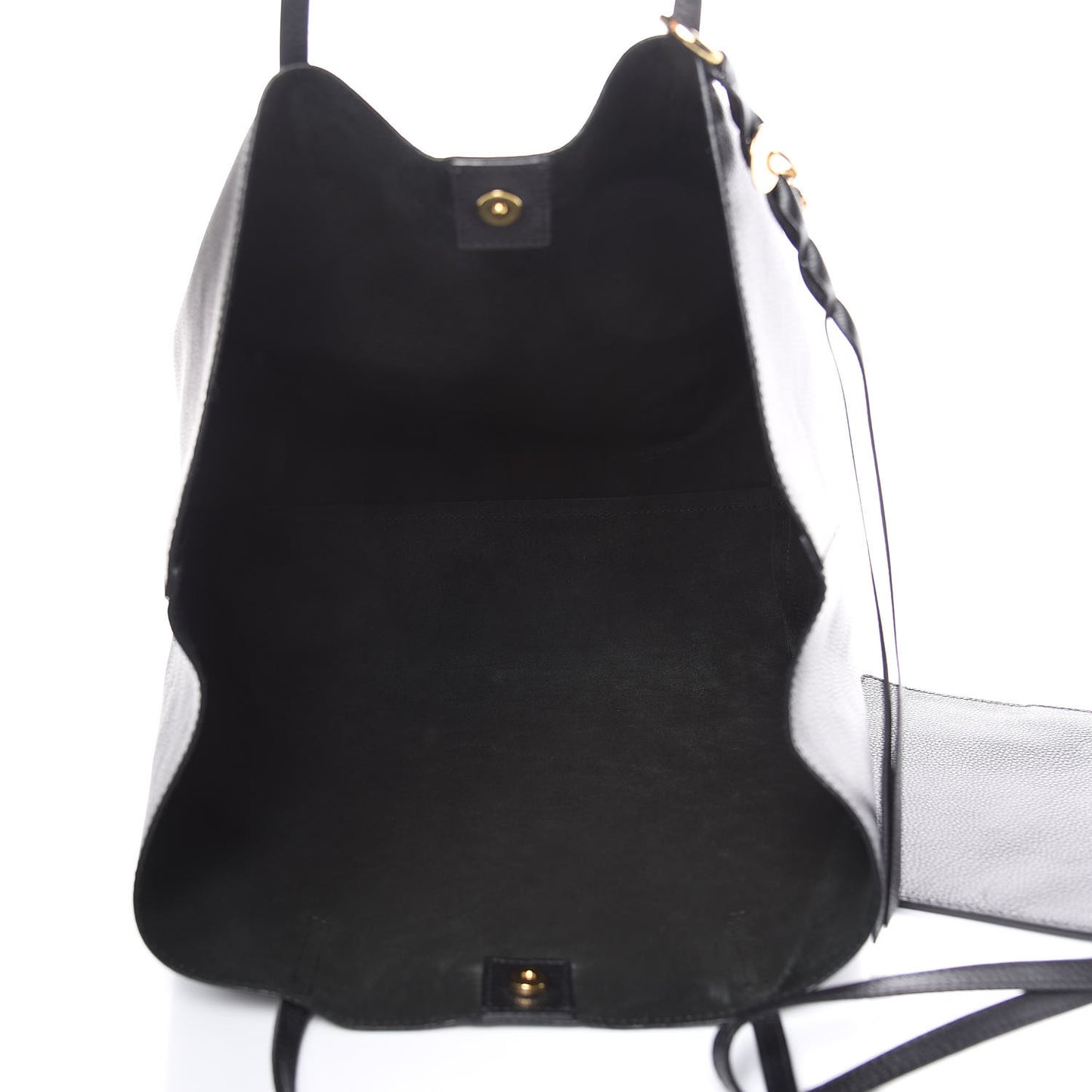 Grained Calfskin Skull Open Shopper Tote Black