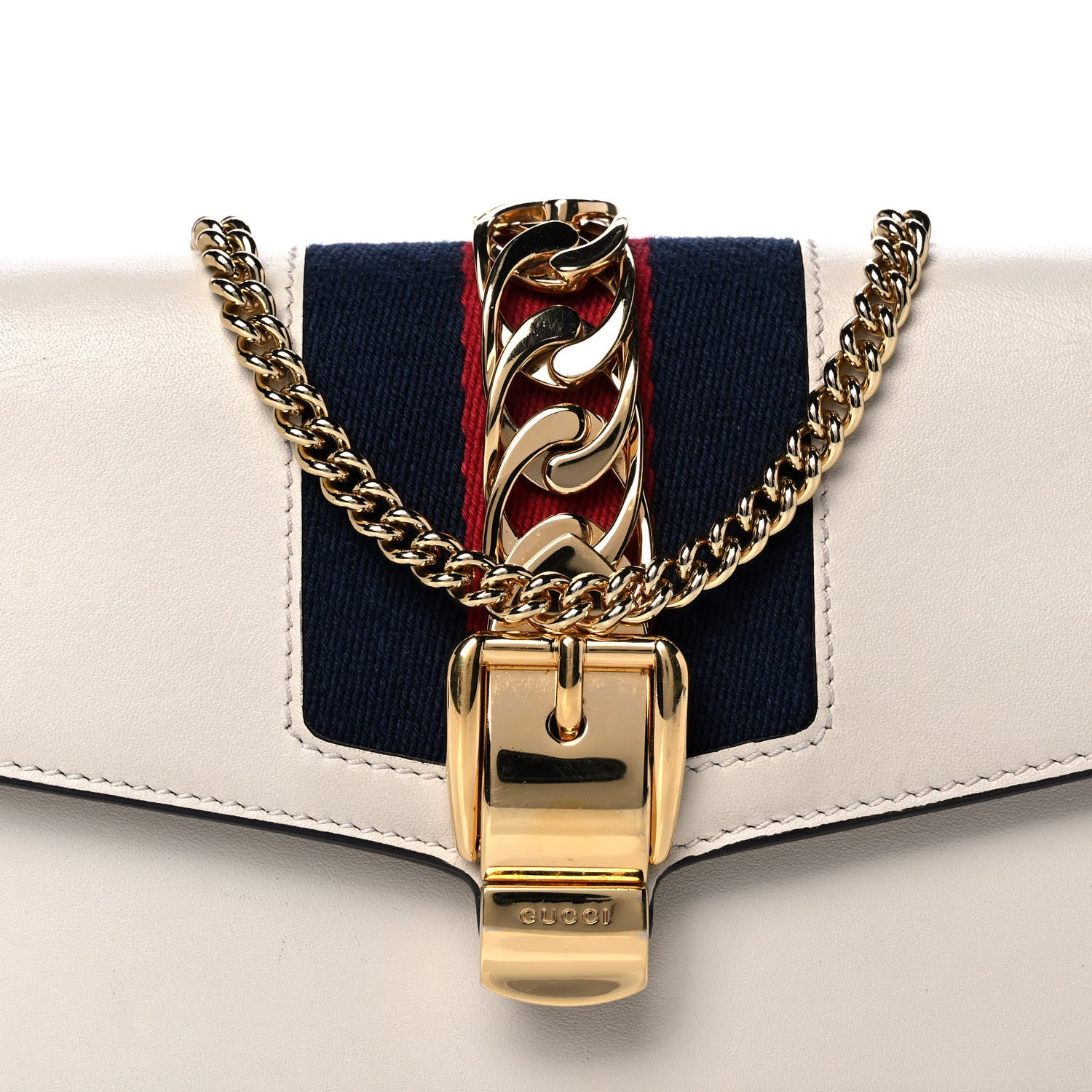 Gucci Calfskin Super Mini Sylvie Chain Shoulder Bag White 8 of 12