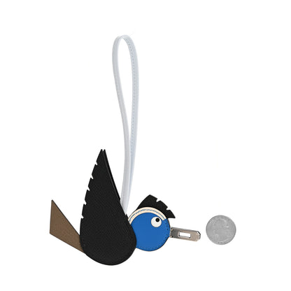Hermes Epsom Swift Chevre Mysore Birdy Bag Charm Black Etoupe Bleu Hydra Bleu Brume 2 of 5