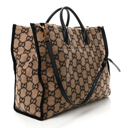 Gucci Covered Wool GG Monogram Large Tote Bag Beige Ebony 2 of 12