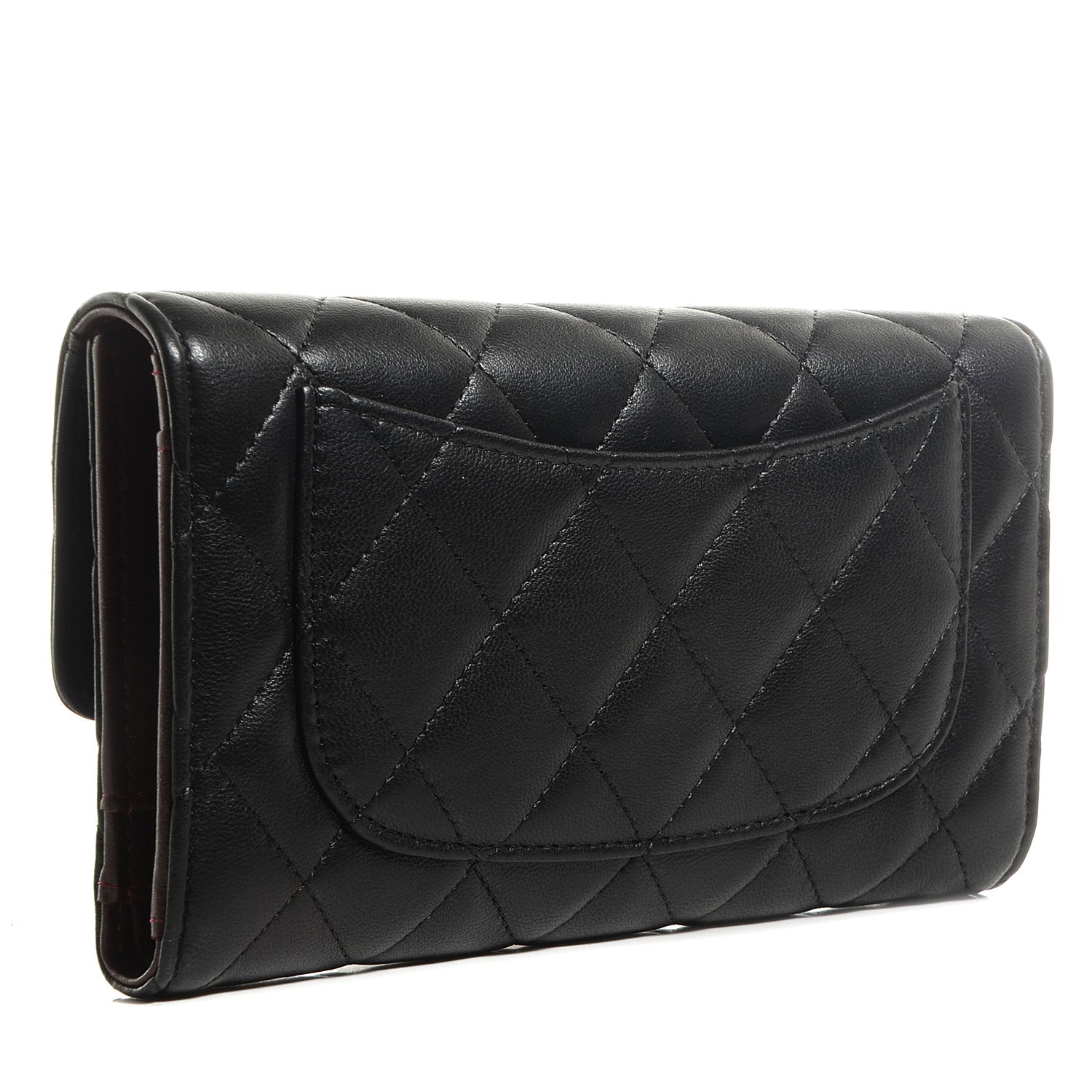 Chanel Lambskin Quilted Large Flap Wallet Black 3 of 8