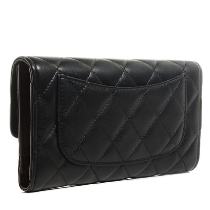 Chanel Lambskin Quilted Large Flap Wallet Black 3 of 8