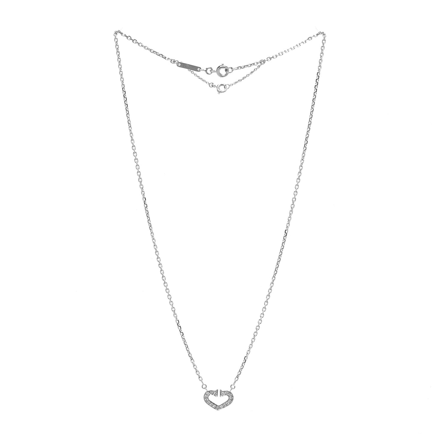 18K White Gold Diamond Small Hearts and Symbols Pendant Necklace