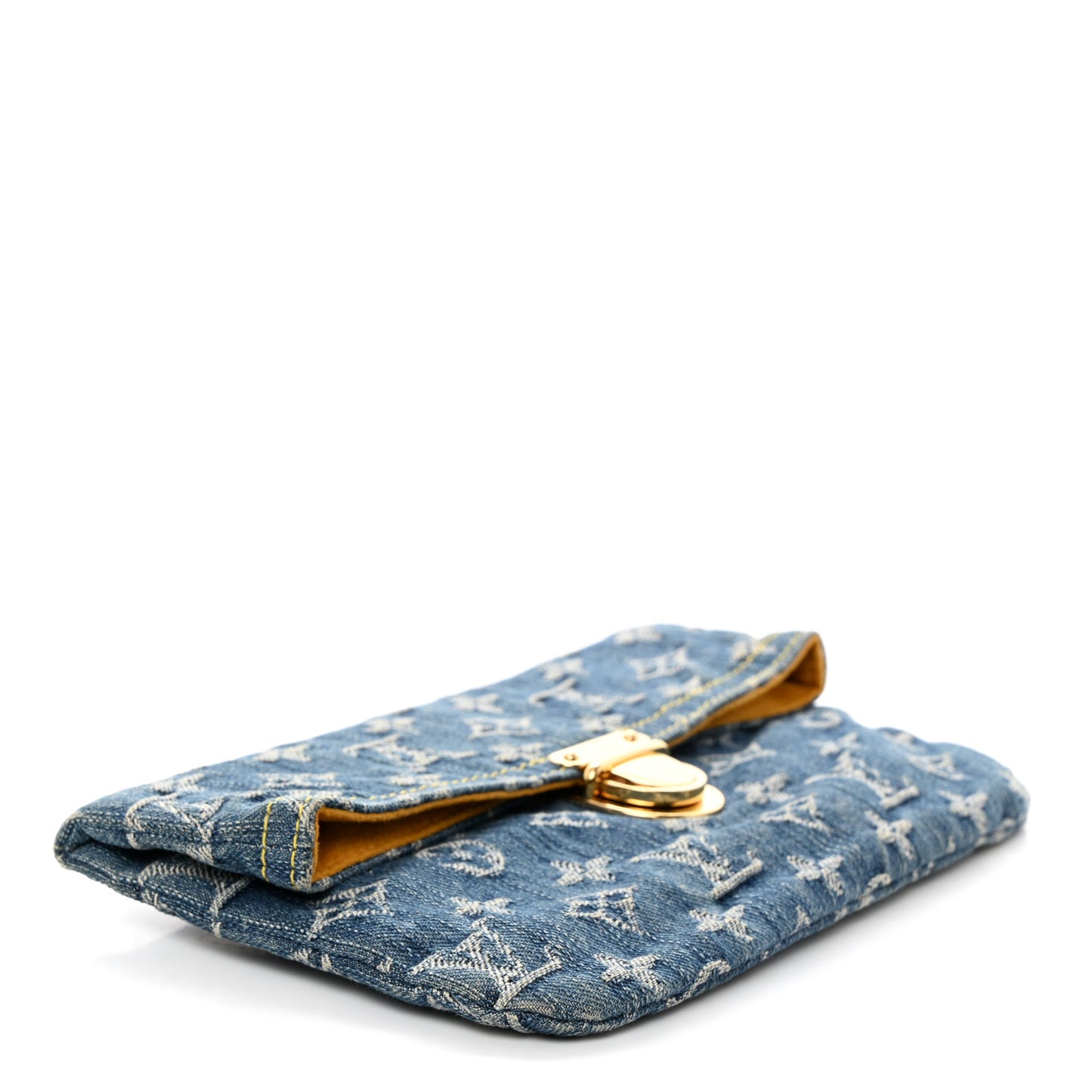 Monogram Denim Pochette Plat Clutch Blue