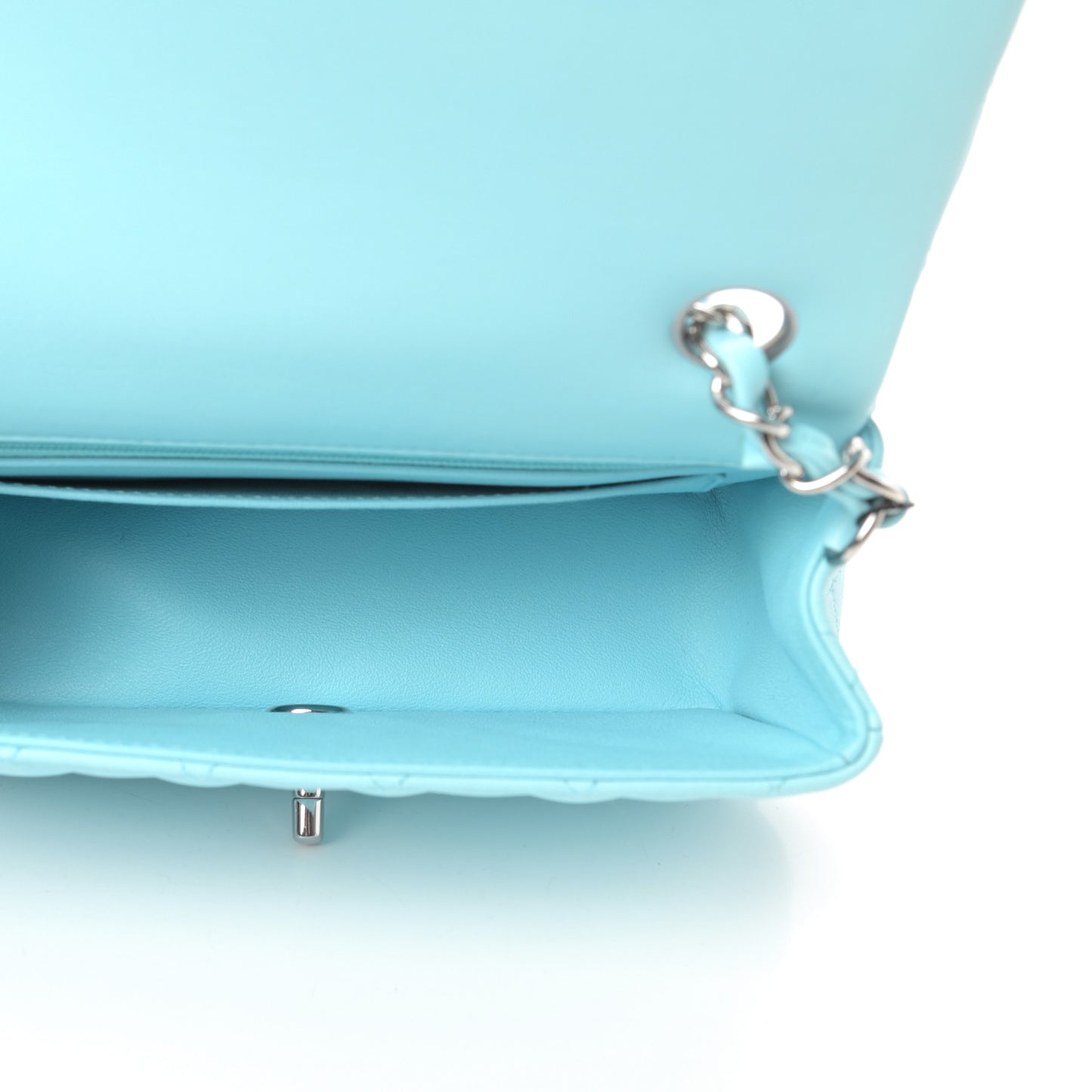 Lambskin Quilted Mini Rectangular Flap Neon Blue