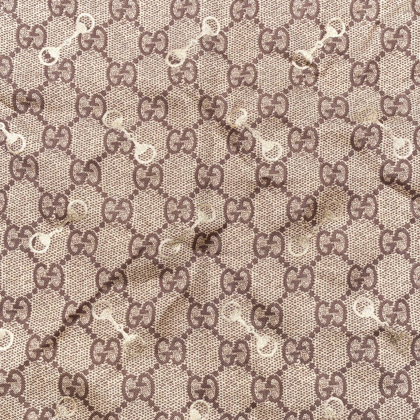 Silk Twill GG Monogram GG Gold Horsebit Square Scarf Brown Orange