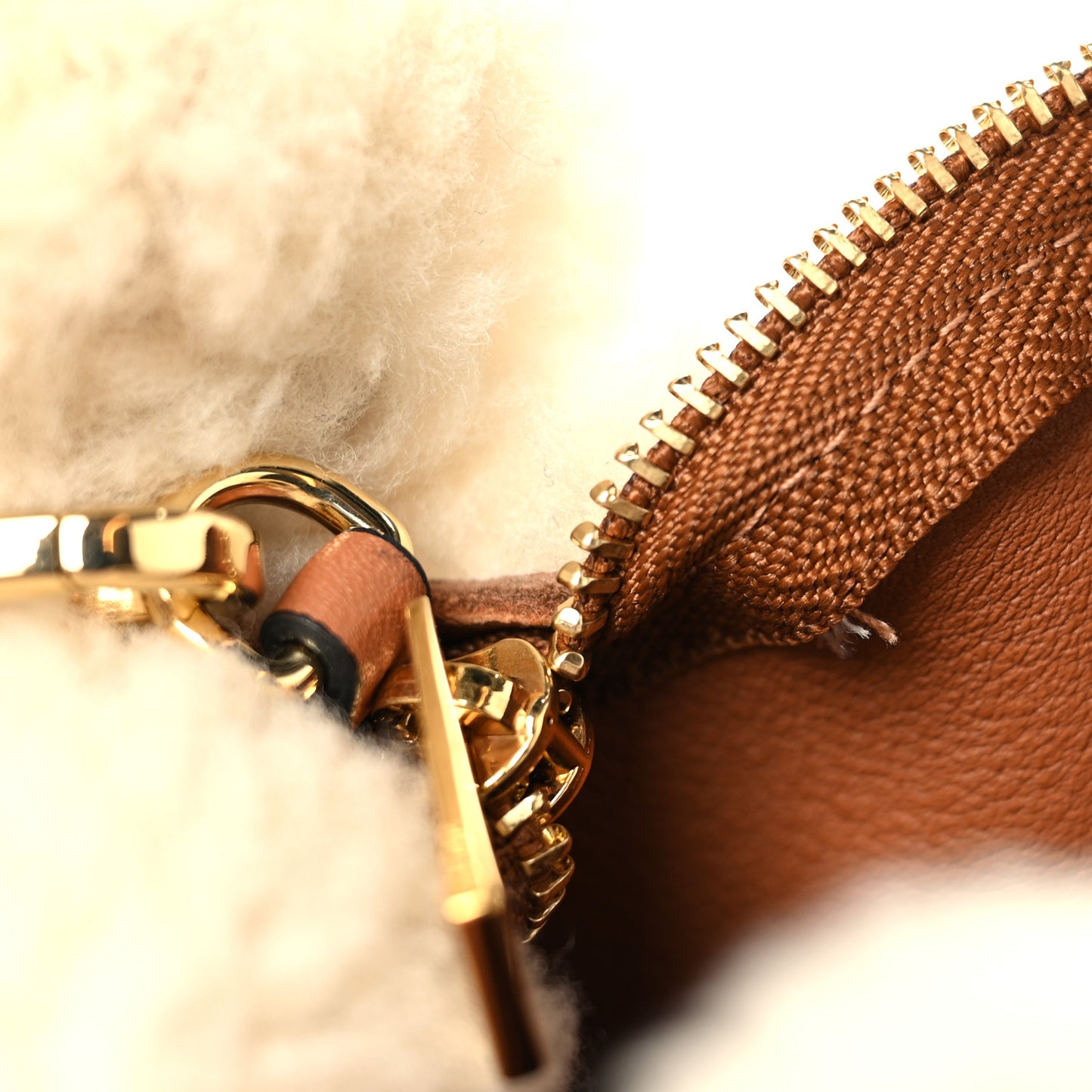 Shearling Mini Bunny Crossbody Bag Natural