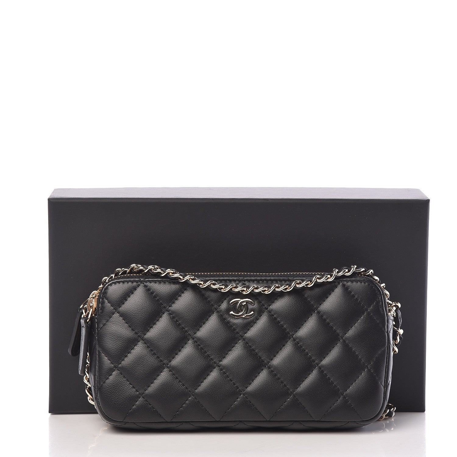 Chanel Lambskin Quilted Small Clutch With Chain Black 14 of 14
