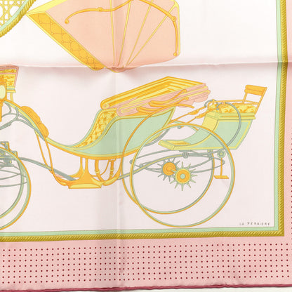 Hermes Silk Les Voitures A Transformation Scarf 90 Rose Pale Vert Jade Saumon 2 of 4