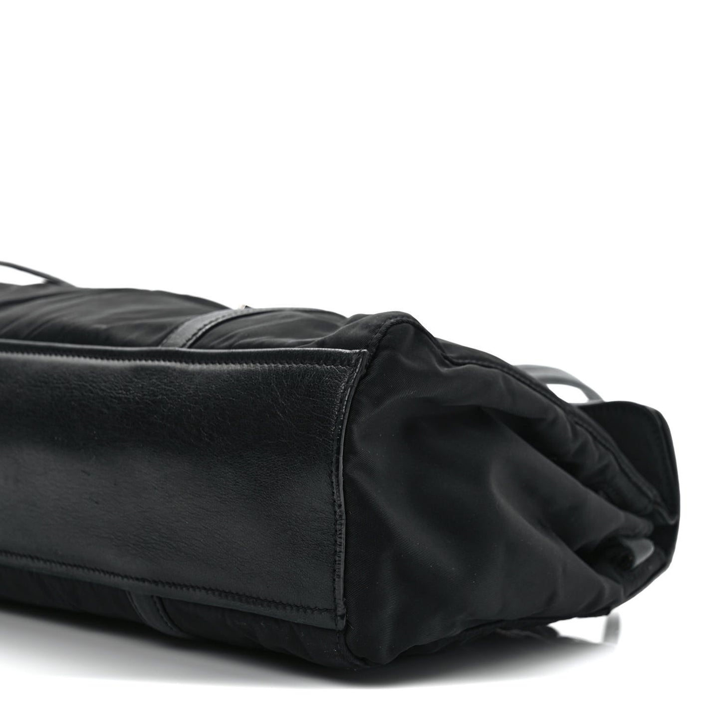 Tessuto Nylon Nappa Foldover Pushlock Satchel Black