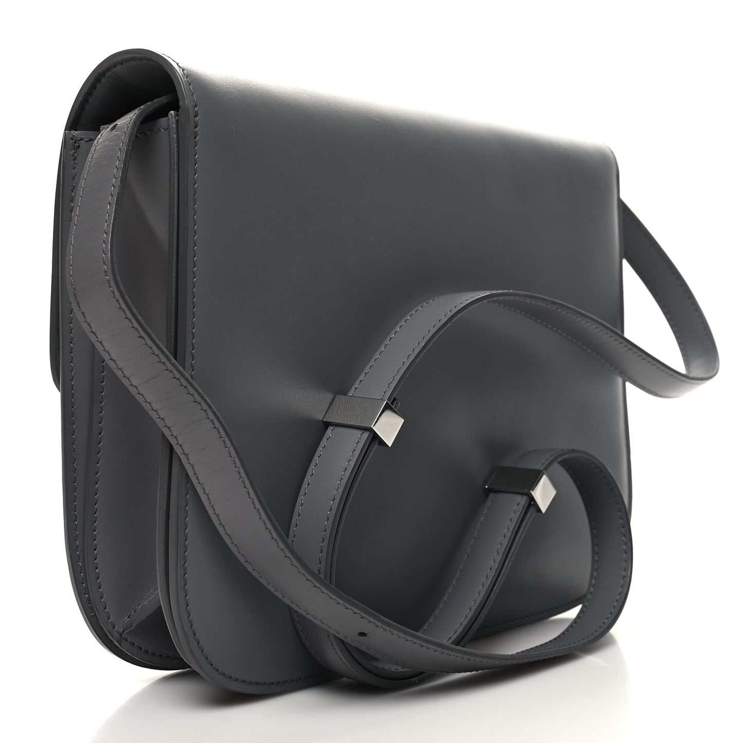 Box Calfskin Medium Classic Box Flap Bag Light Charcoal