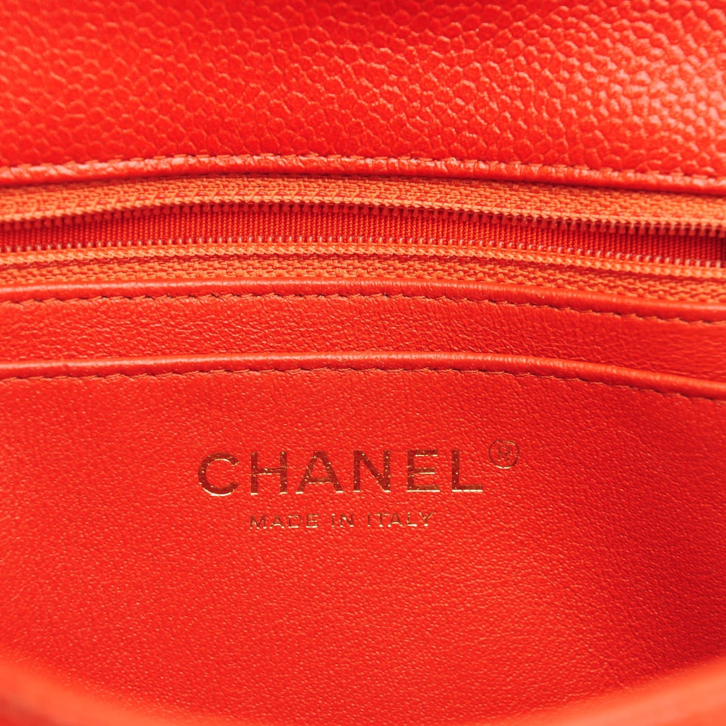 Pearly Caviar Quilted Mini Rectangular Flap Orange