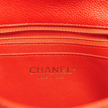 Chanel Pearly Caviar Quilted Mini Rectangular Flap Orange 6 of 7