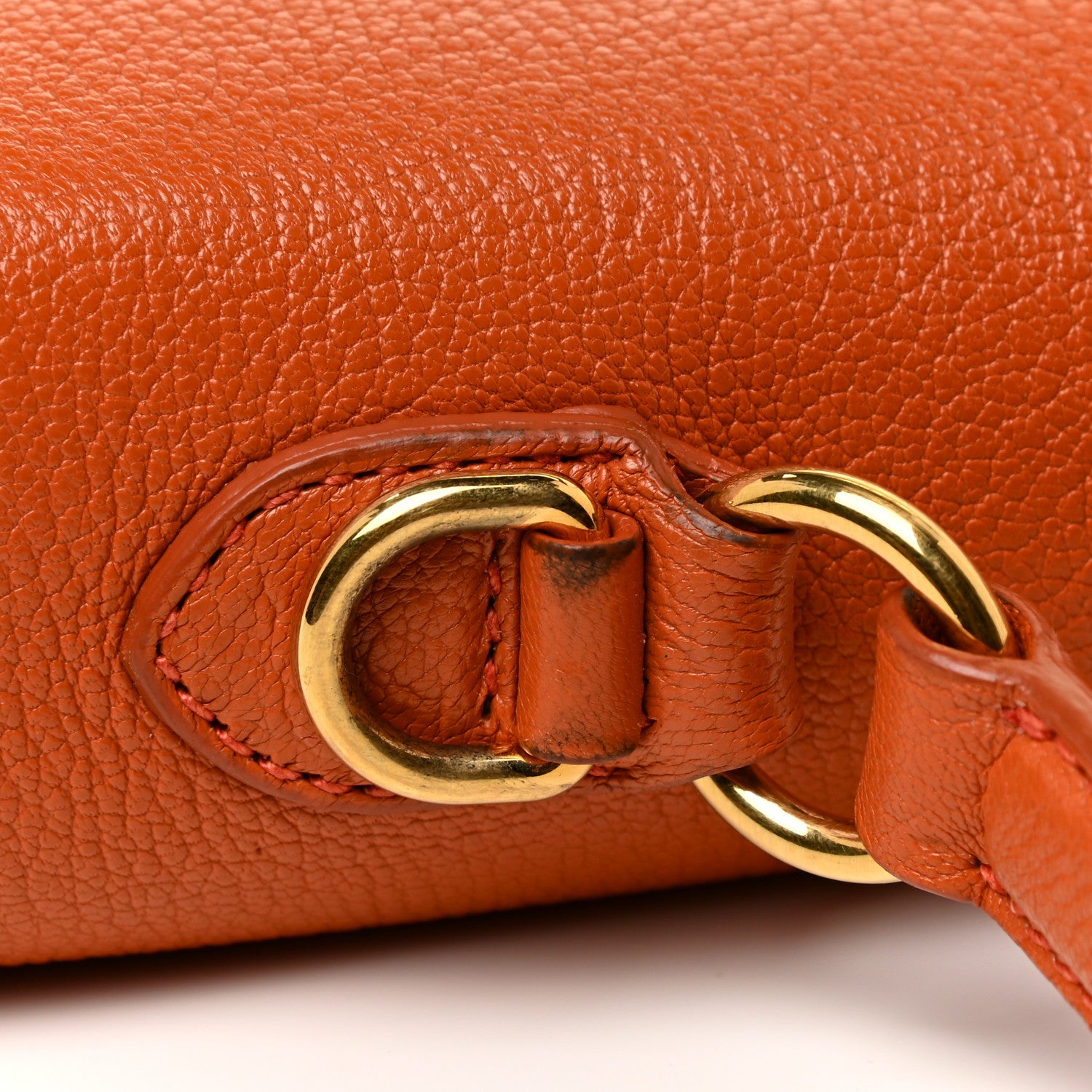 Miu Miu Goatskin Madras Shoulder Bag Papaya 10 of 13