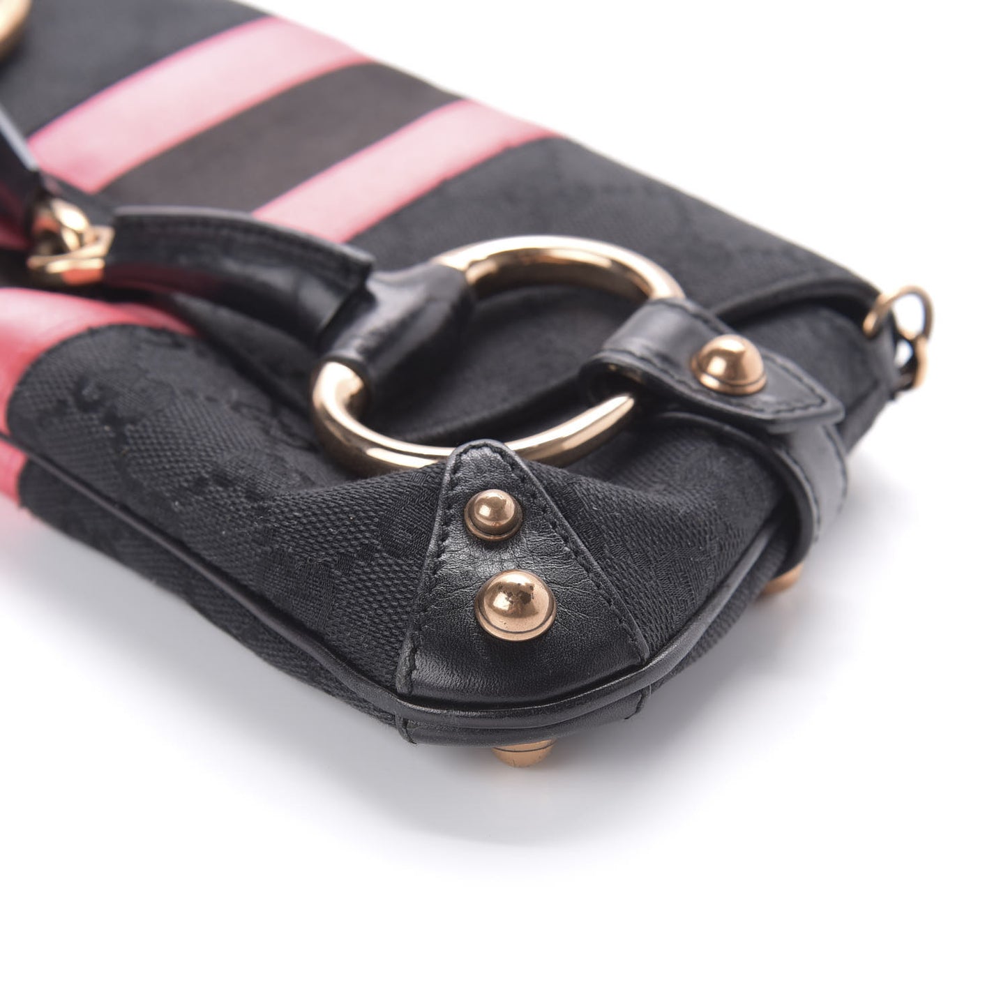 Monogram Horsebit Web Clutch Black