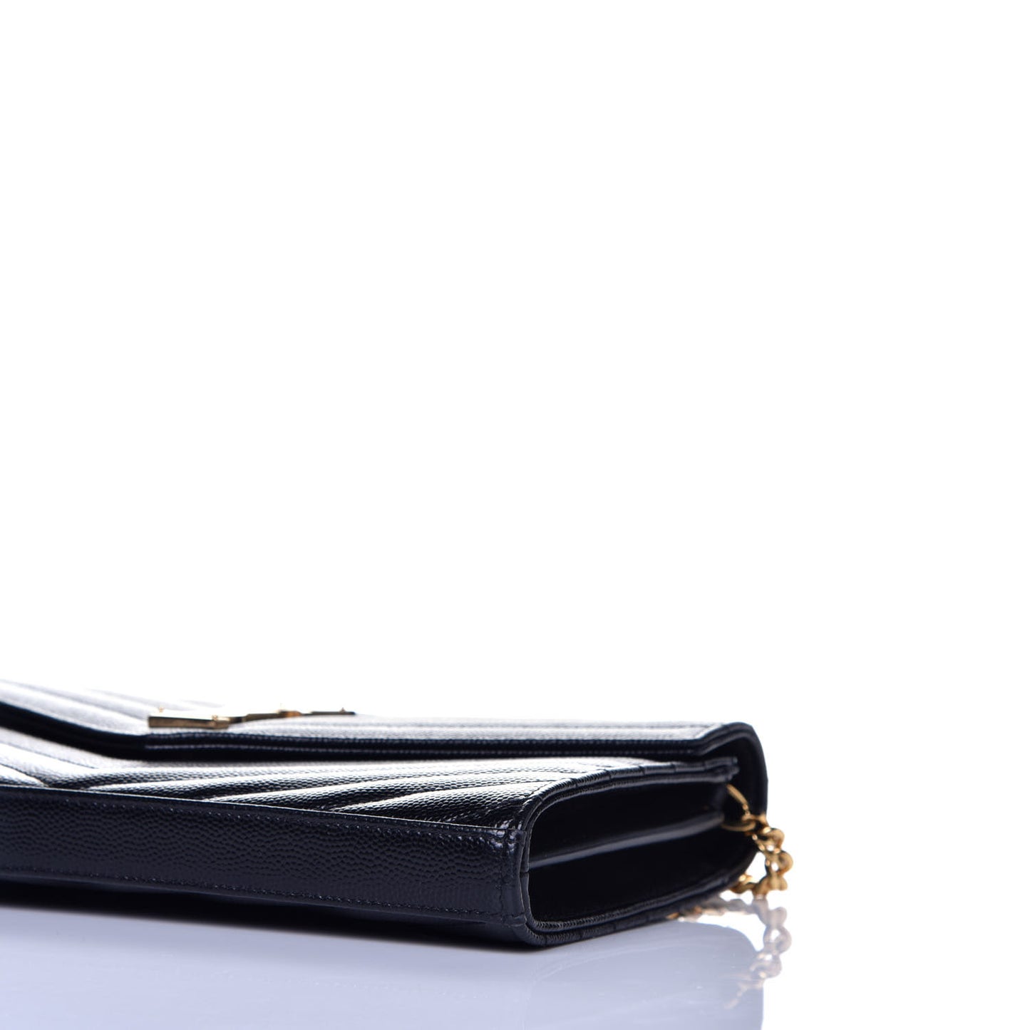 Grain De Poudre Matelasse Chevron Monogram Chain Wallet Black