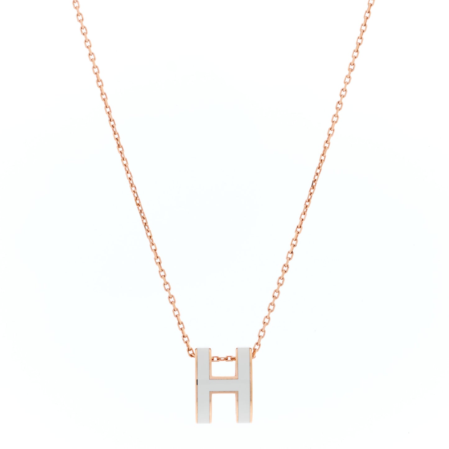 Lacquered Rose Gold Pop H Pendant Necklace Vert Fizz