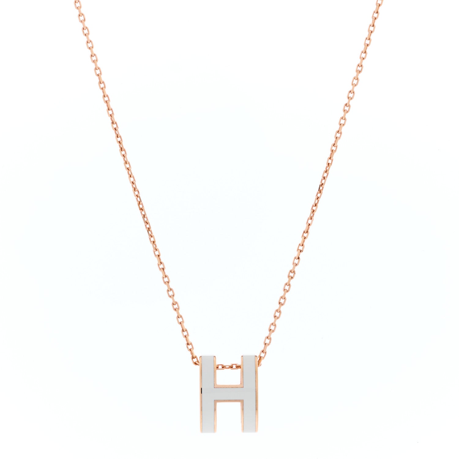 Hermes Lacquered Rose Gold Pop H Pendant Necklace Vert Fizz 1 of 4
