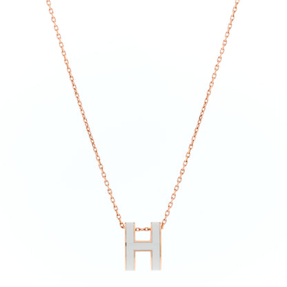 Hermes Lacquered Rose Gold Pop H Pendant Necklace Vert Fizz 1 of 4