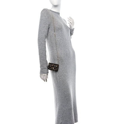 Fendi Crystal Vitello King FF Beaded Nano Baguette Charm Moro Black 2 of 10