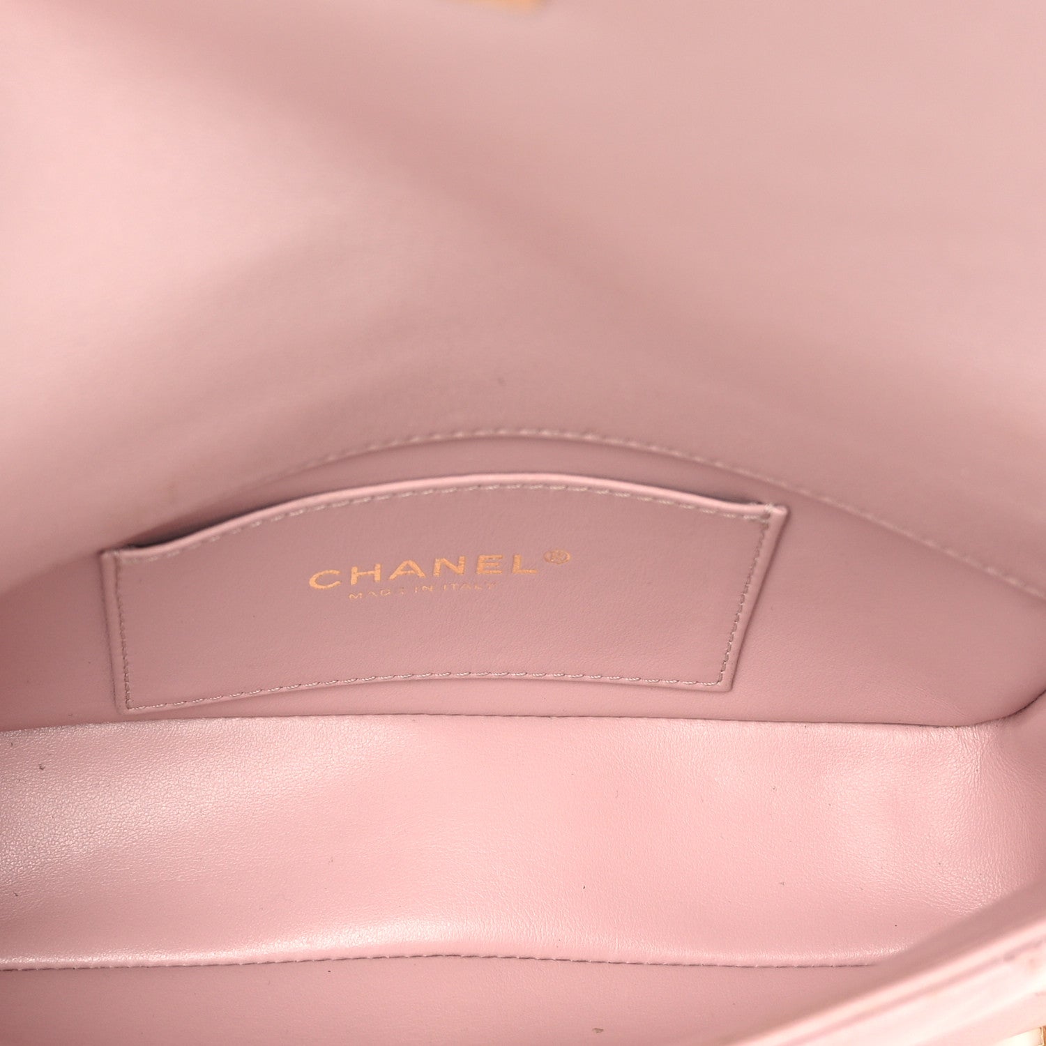 Chanel Metallic Lambskin Quilted Logo Charm Chain Flap Pink 5 of 12