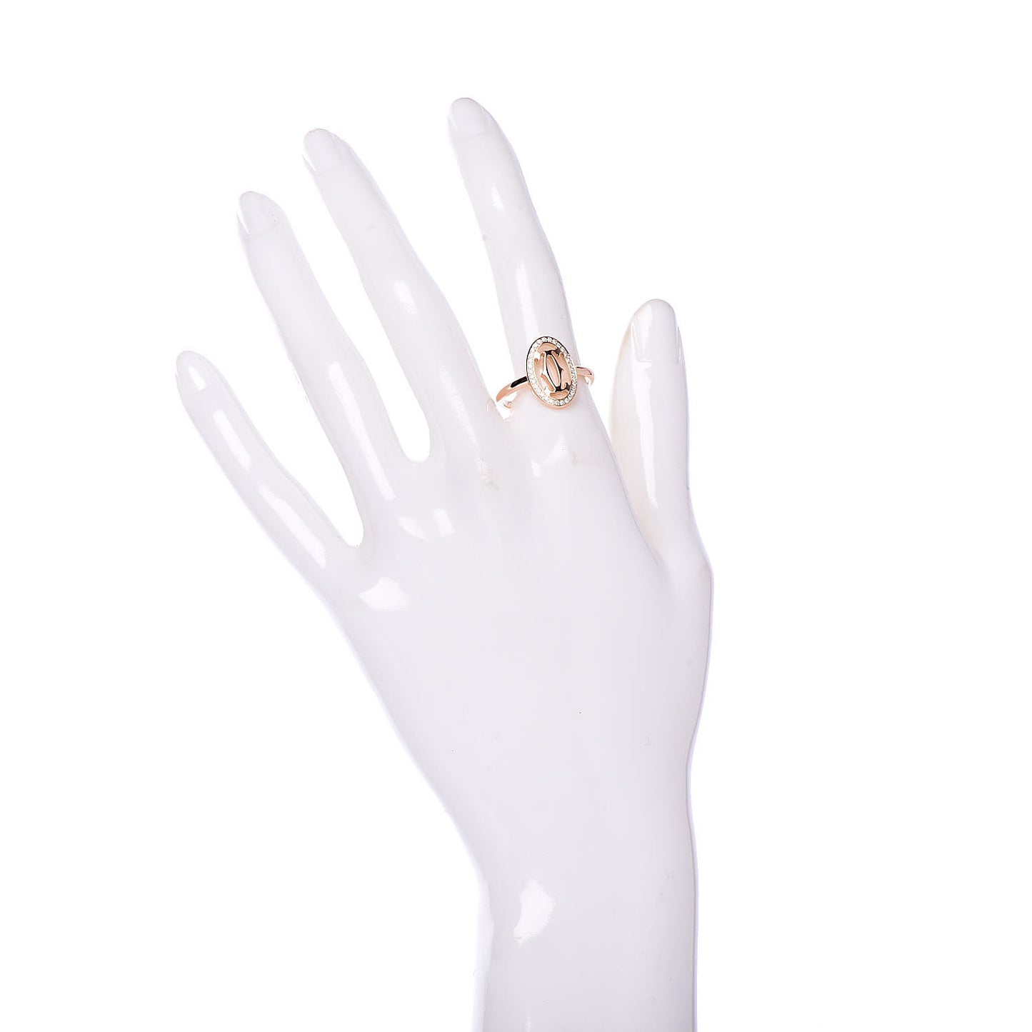 18K Pink Gold Diamond Logo Double C Ring 55 7.25