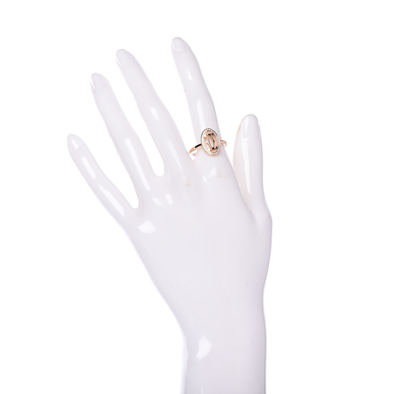 Cartier 18K Pink Gold Diamond Logo Double C Ring 55 7.25 2 of 7