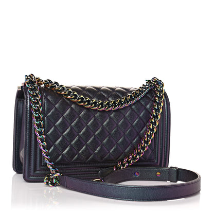 Chanel Iridescent Goatskin Quilted Medium Boy Flap Purple 3 of 12