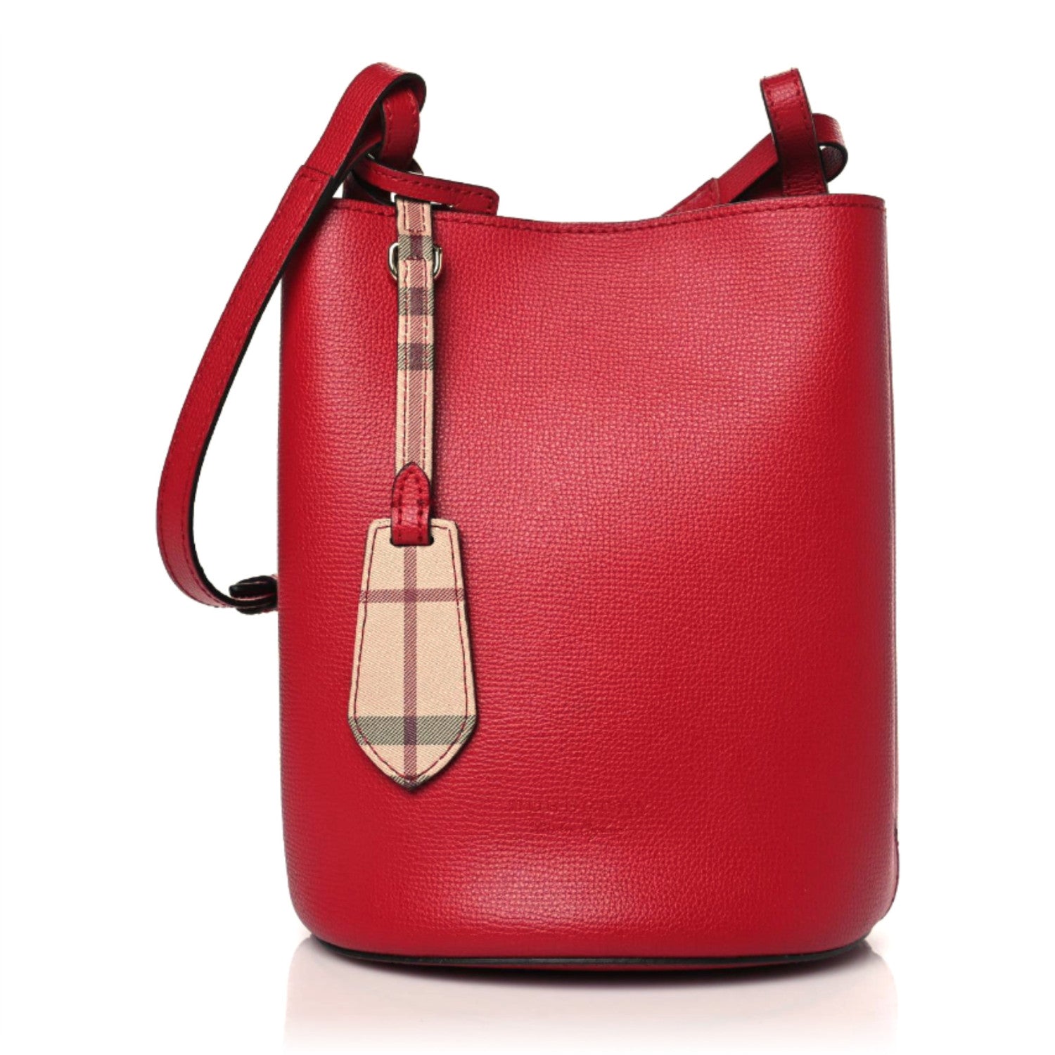 Burberry Calfskin Small Lorne Bucket Crossbody Red 1 of 9