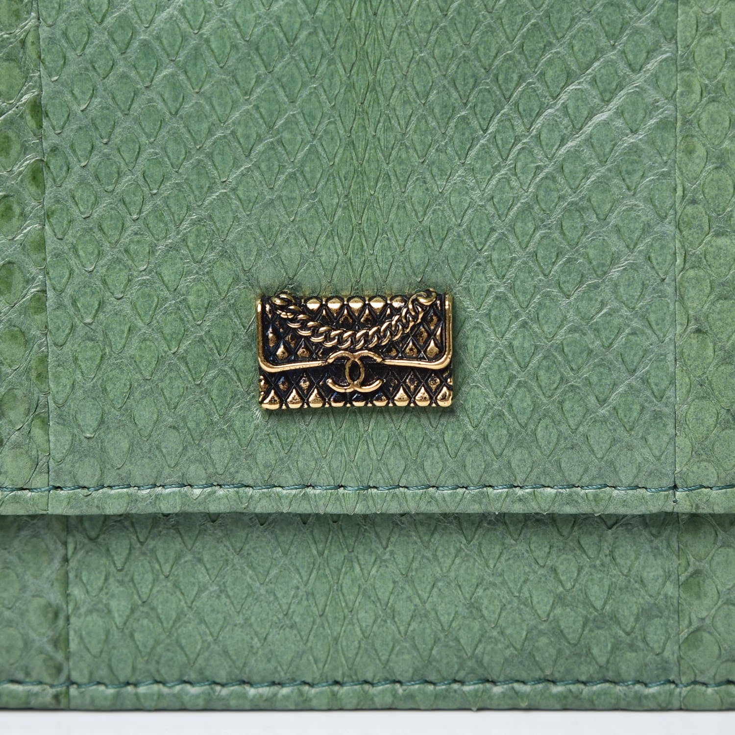 Chanel Python Wallet on Chain WOC Green 9 of 10