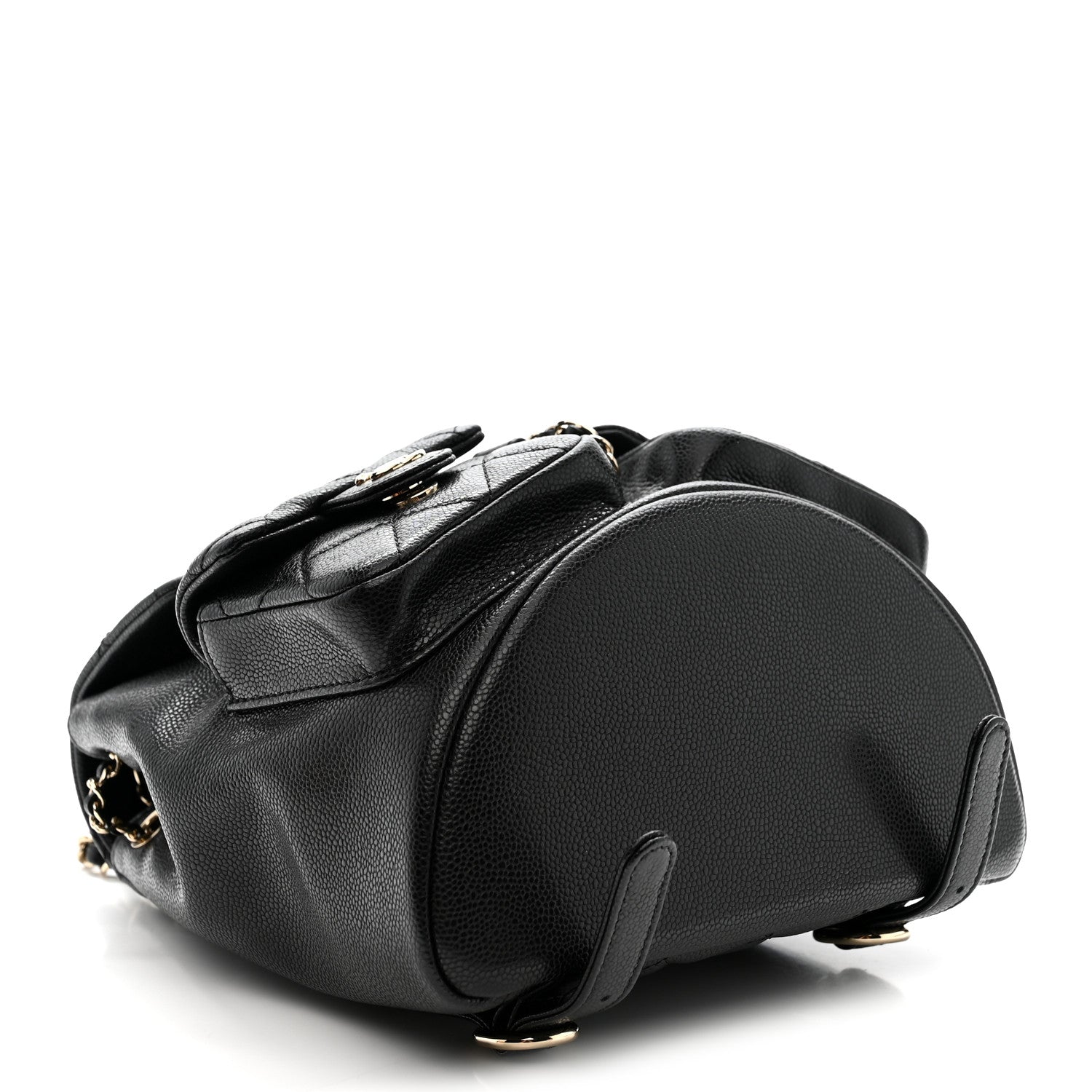 Chanel Shiny Caviar Quilted Medium Duma Pockets Drawstring Backpack Black 4 of 12