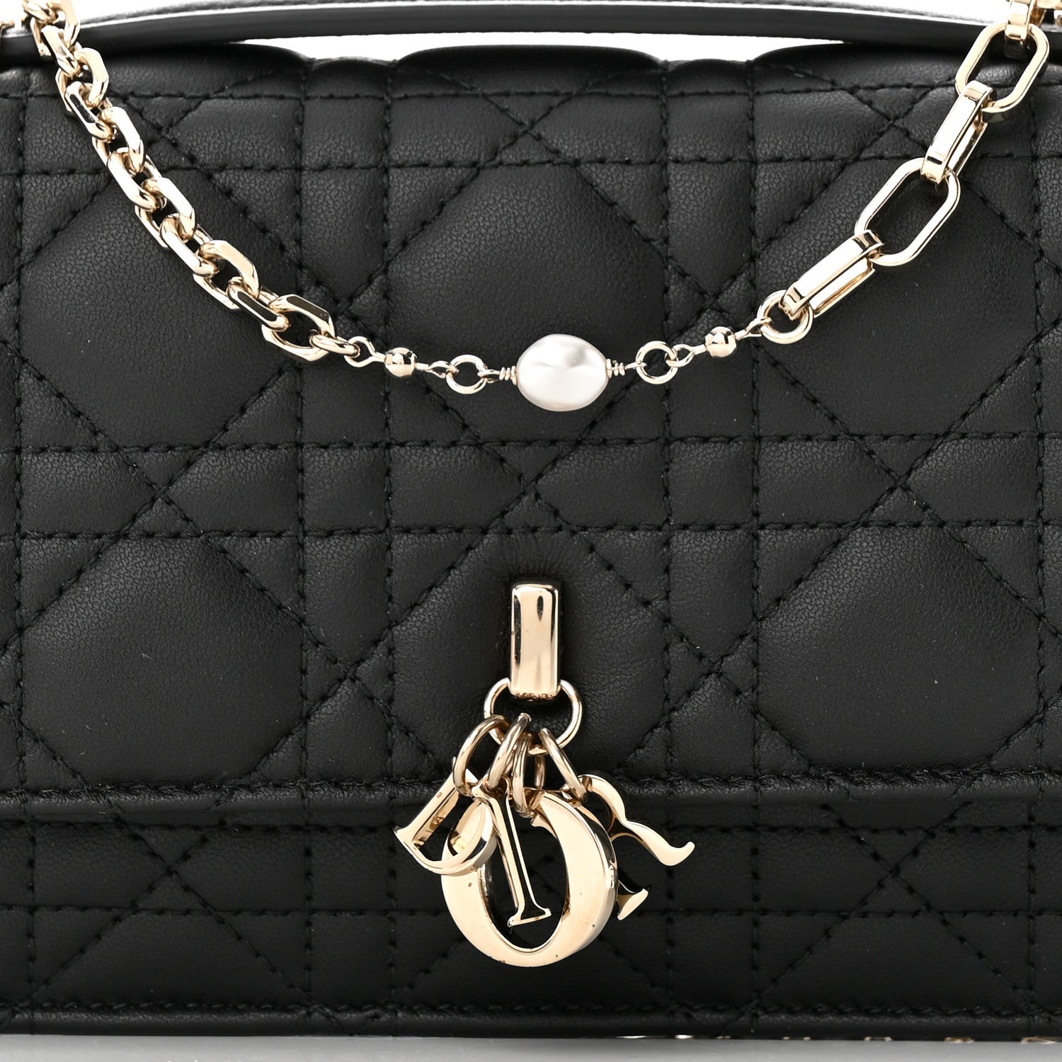 Christian Dior Lambskin Lady Dior Top Handle Clutch Black 9 of 13