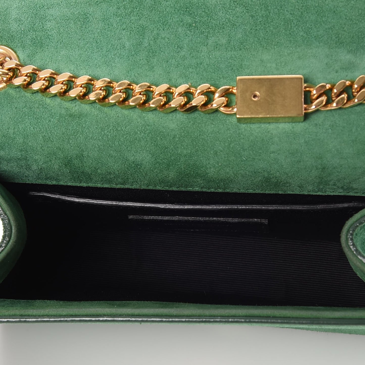 Suede Small Classic Monogram Kate Tassel Satchel Green