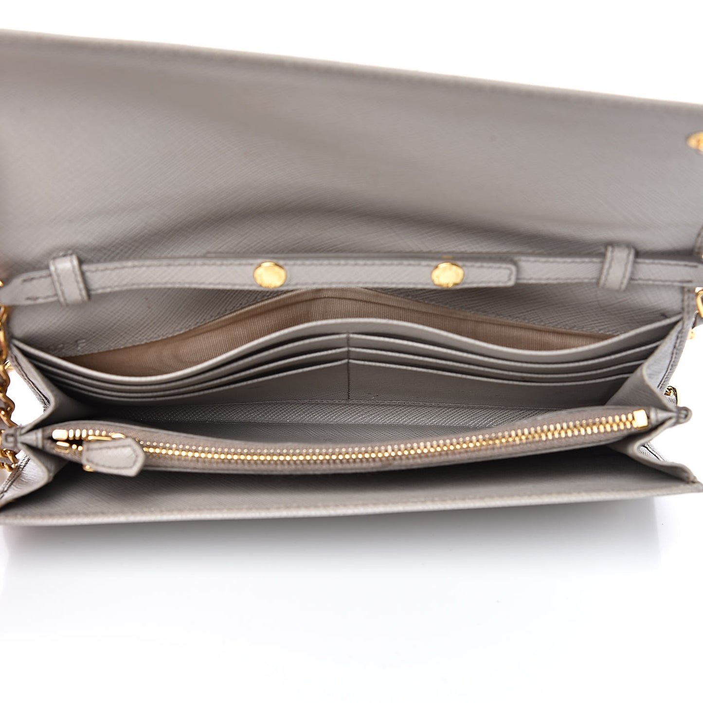 Saffiano Metal Oro Chain Wallet Argilla