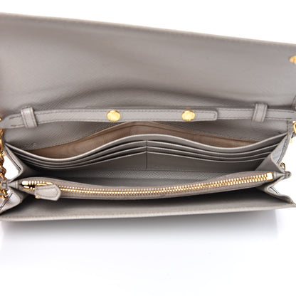 Prada Saffiano Metal Oro Chain Wallet Argilla 5 of 13