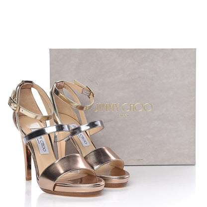 Jimmy Choo Metallic Calfskin Dose Sandals 38.5 Metallic Mix 8 of 8