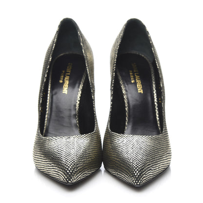 Saint Laurent Metallic Calfskin Paris 105 Escarpin Pumps 39 Gold 2 of 9