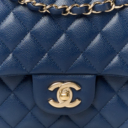 Chanel Caviar Quilted Medium Double Flap Blue 9 of 11