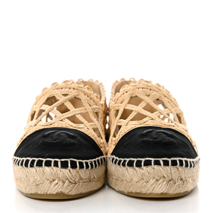 Chanel Raffia Fabric CC Espadrilles 36 Beige Black 2 of 9