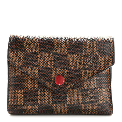 Louis Vuitton Damier Ebene Victorine Wallet Red 1 of 13