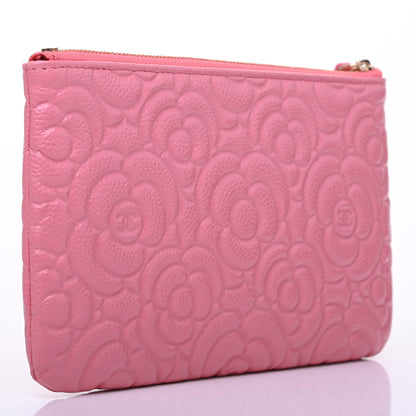 Chanel Caviar Camellia Embossed Cosmetic Pouch Pink 3 of 8