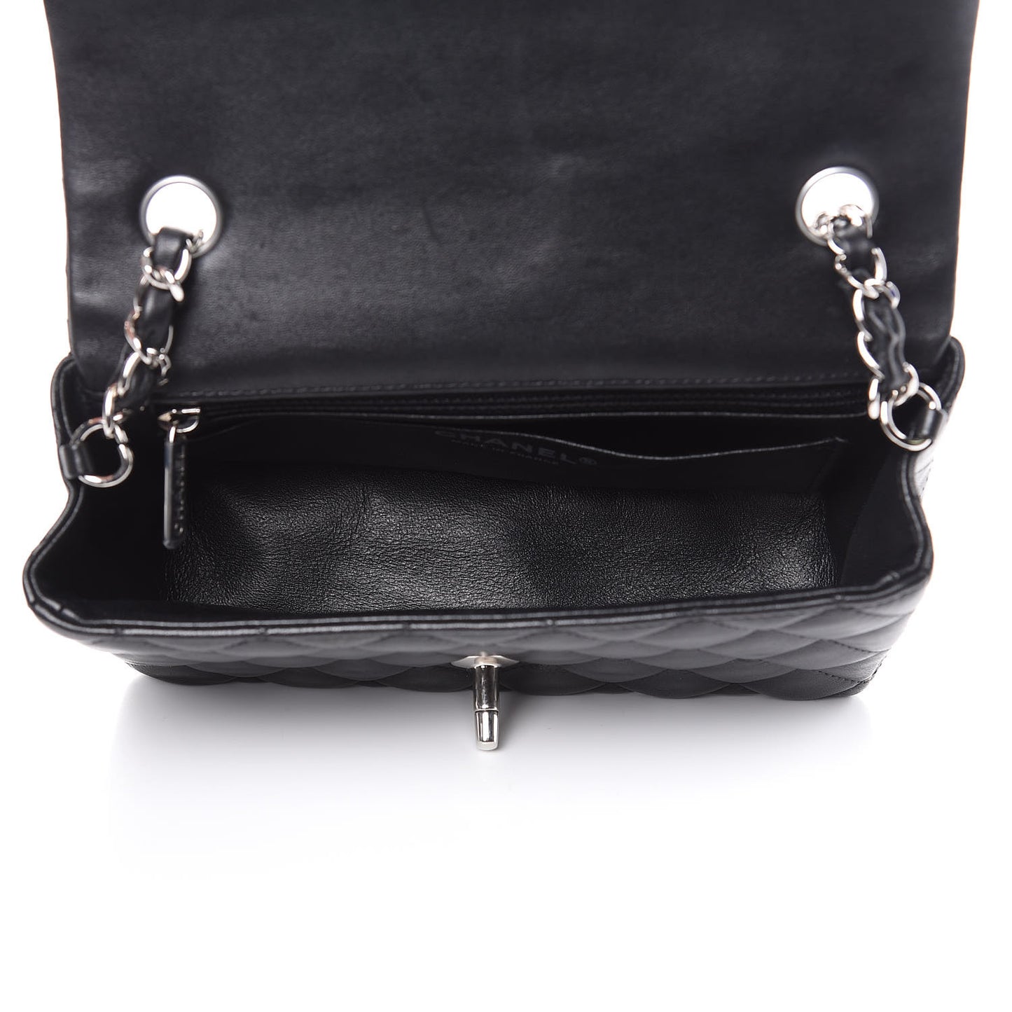 Lambskin Quilted Mini Rectangular Flap Black